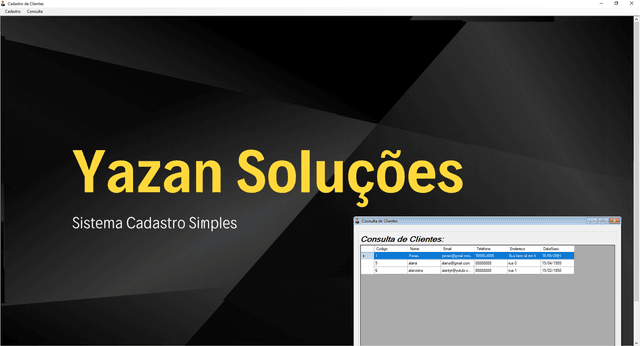 Screenshot of CadastroClientes project